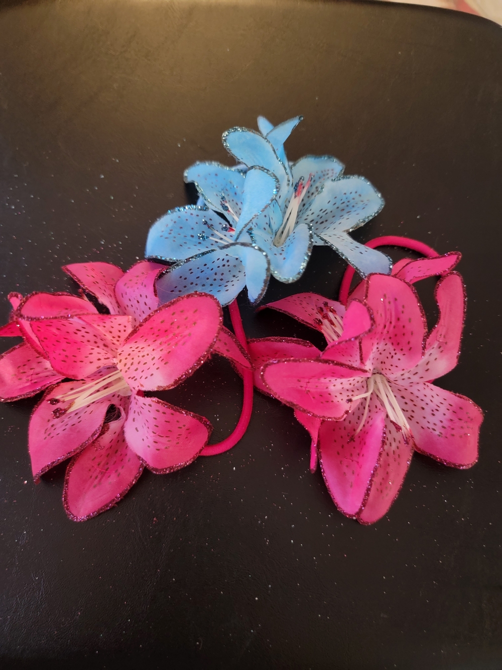 Claire's Pink & Blue Floral Elastic Hair Tie Set